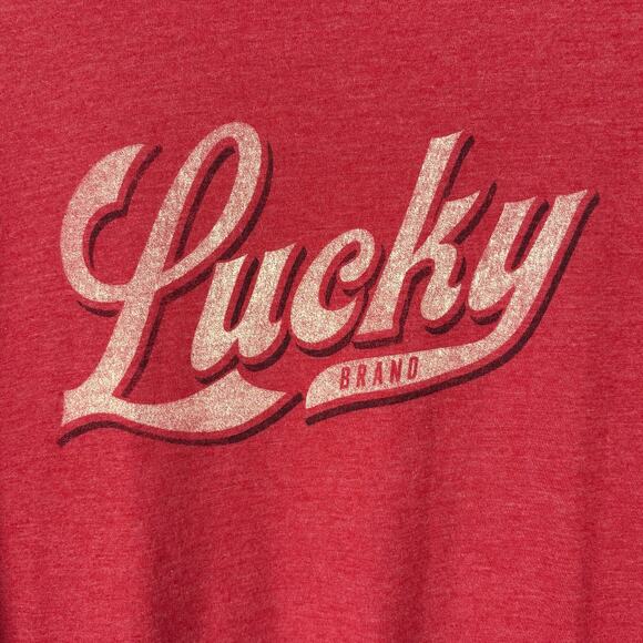 Lucky Brand Los Angeles Size Large Men’s Red Faded Style Crew Neck Graphic Tee - Picture 3 of 7